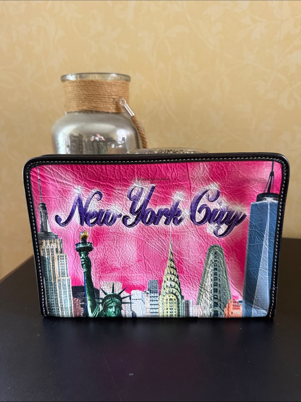 Balenciaga Paris New York City bazar leather clutch
